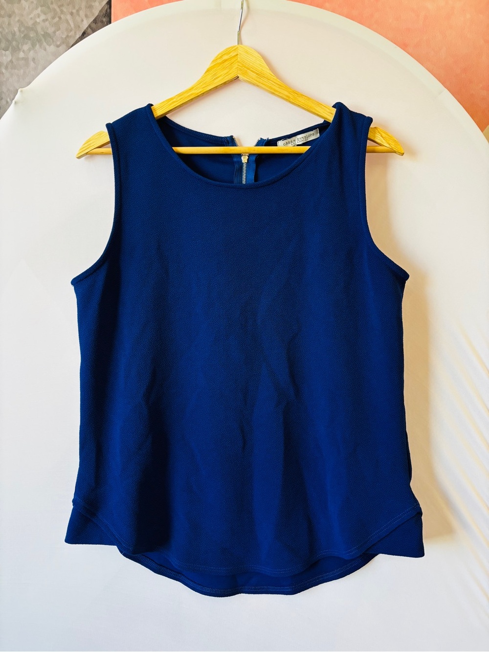 Green Envelope Sleeveless Scoop Neck Tank - Blue